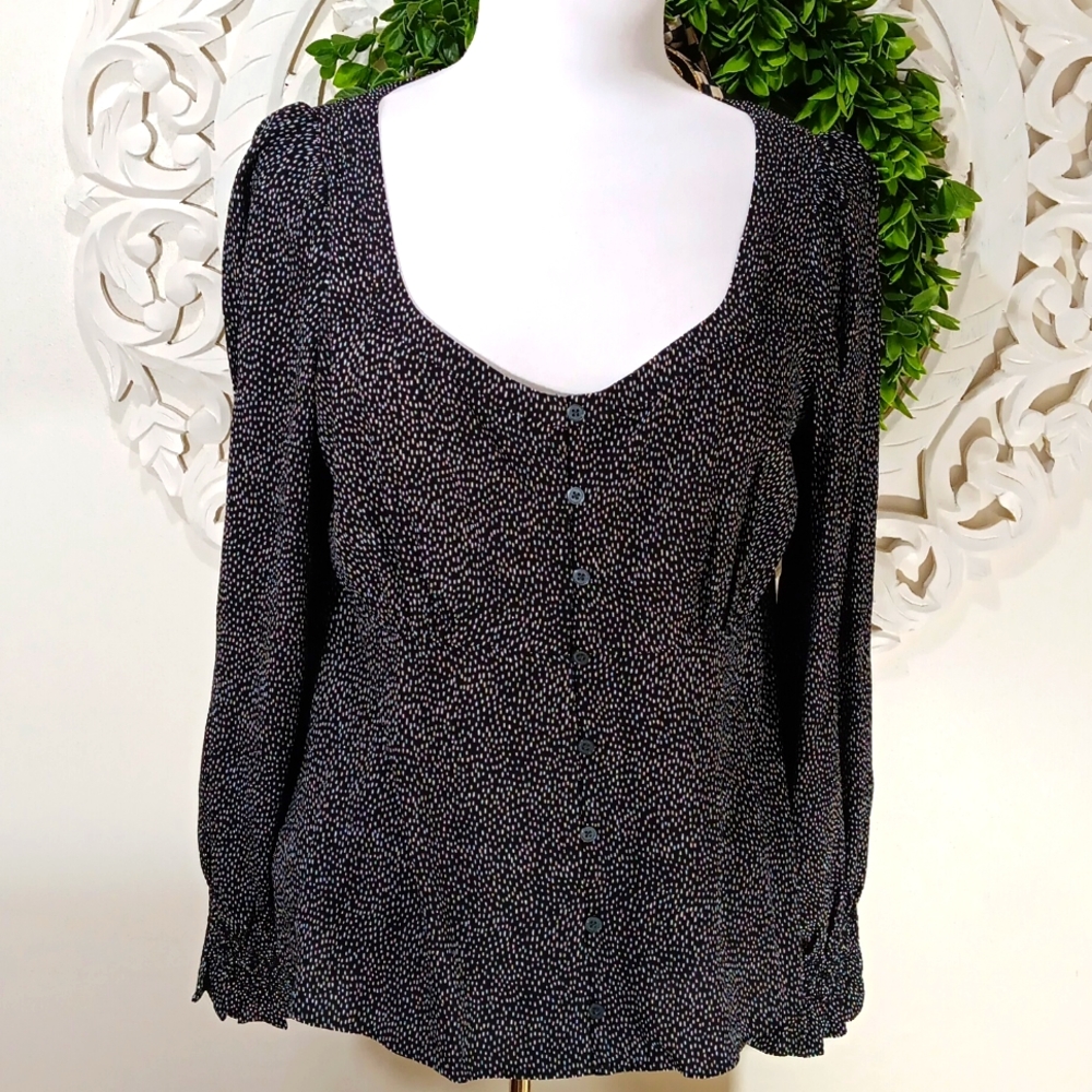 LOFT BLACK WHITE DOT TOP NEW WITH TAGS SIZE S